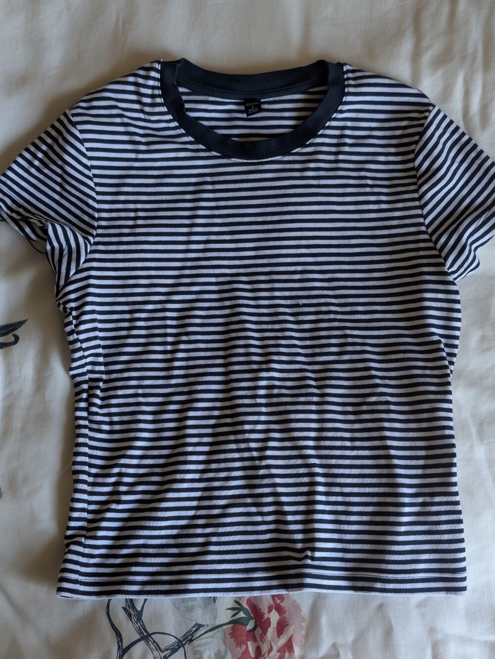 Uniqlo Navy and White Striped Tee